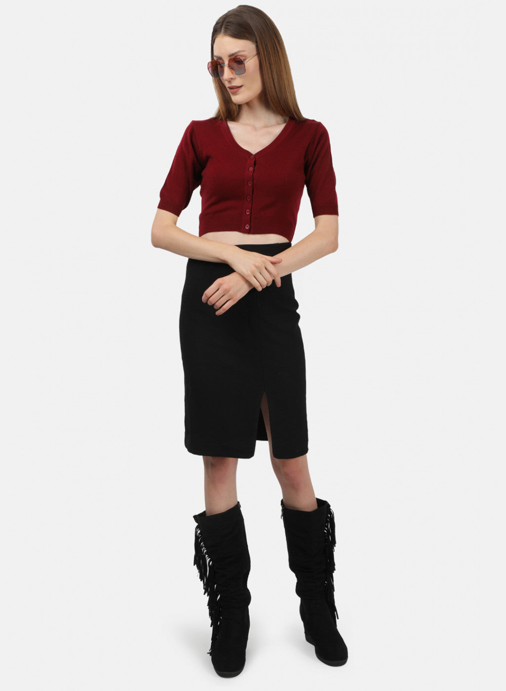 Women Maroon Solid Blouse