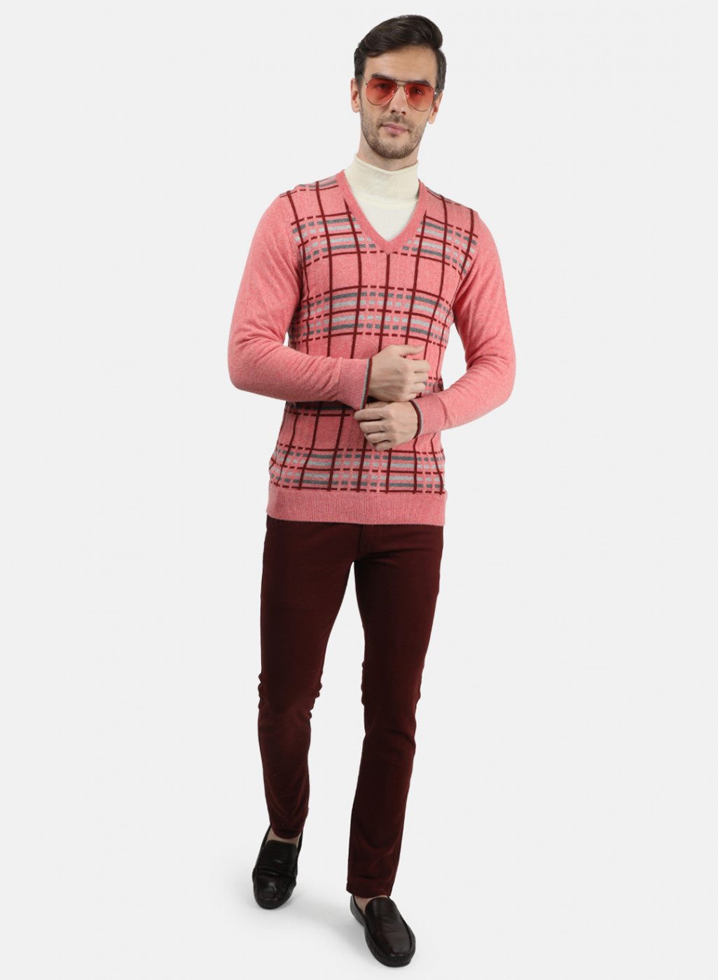 Men Pink Solid Pullover