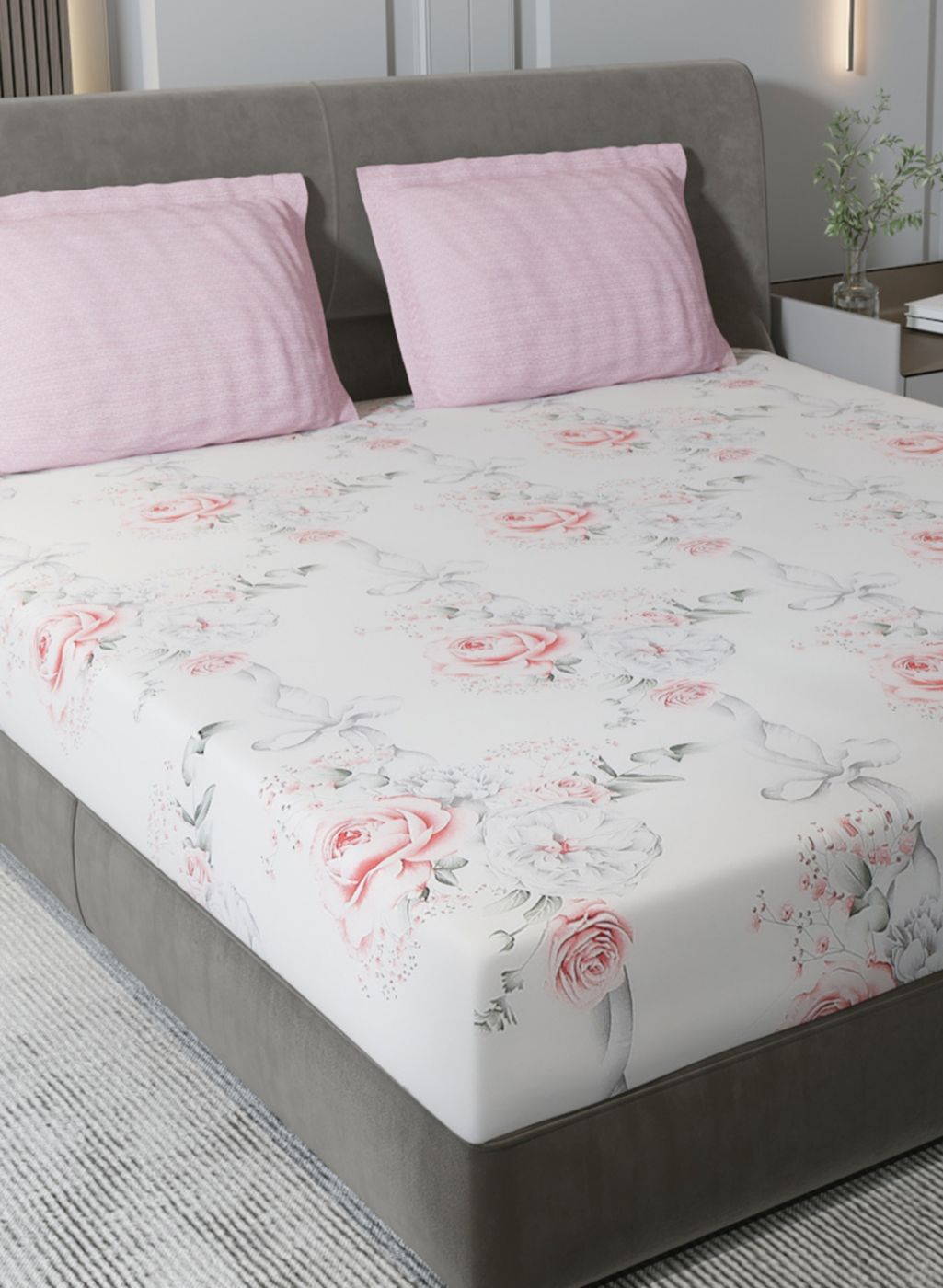200TC Pure Cotton Queen Bedsheet with 2 Pillow Covers