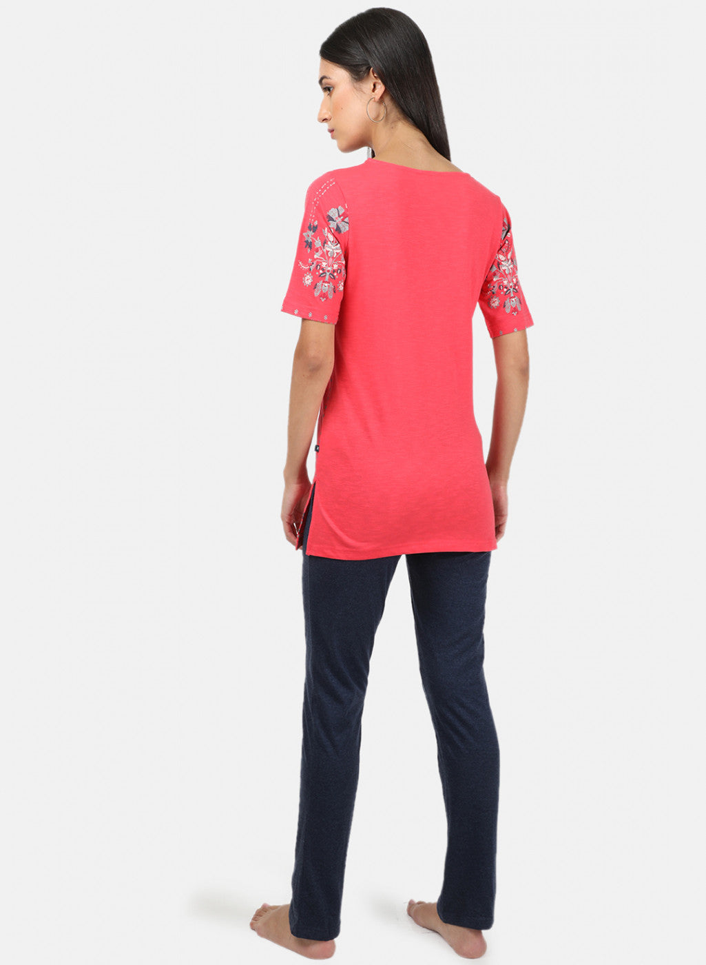 Womens Pink & Navy Printed Lower Set