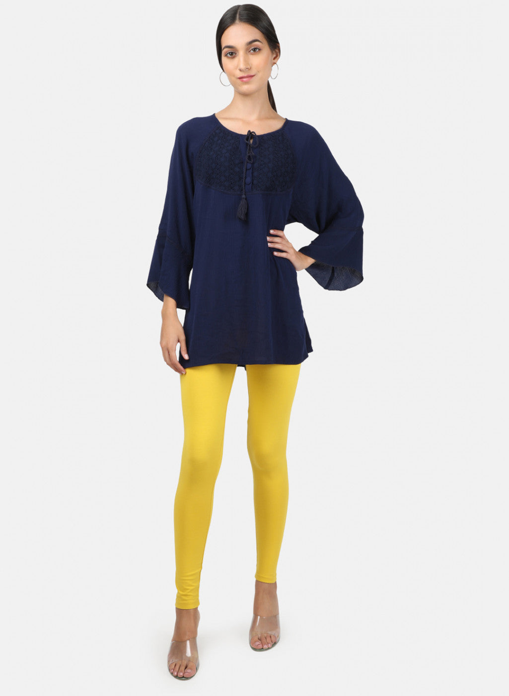 Womens Yellow Plain Legging
