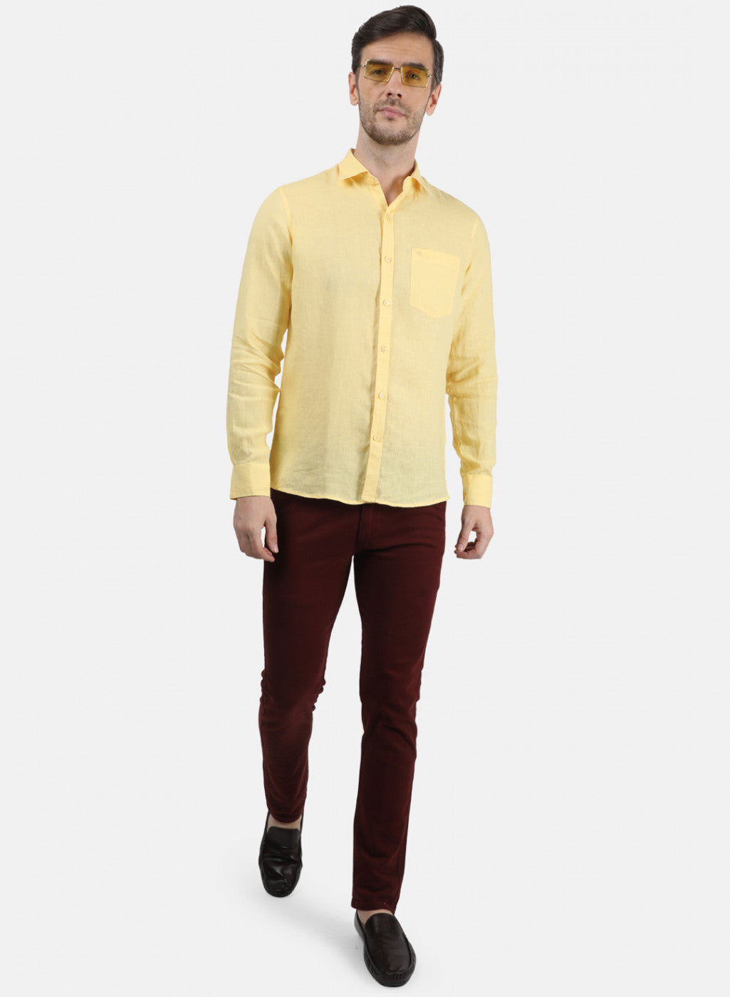 Men Yellow Solid Shirt