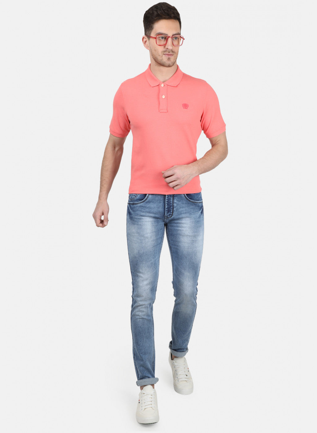Mens Light Pink Plain T-Shirt
