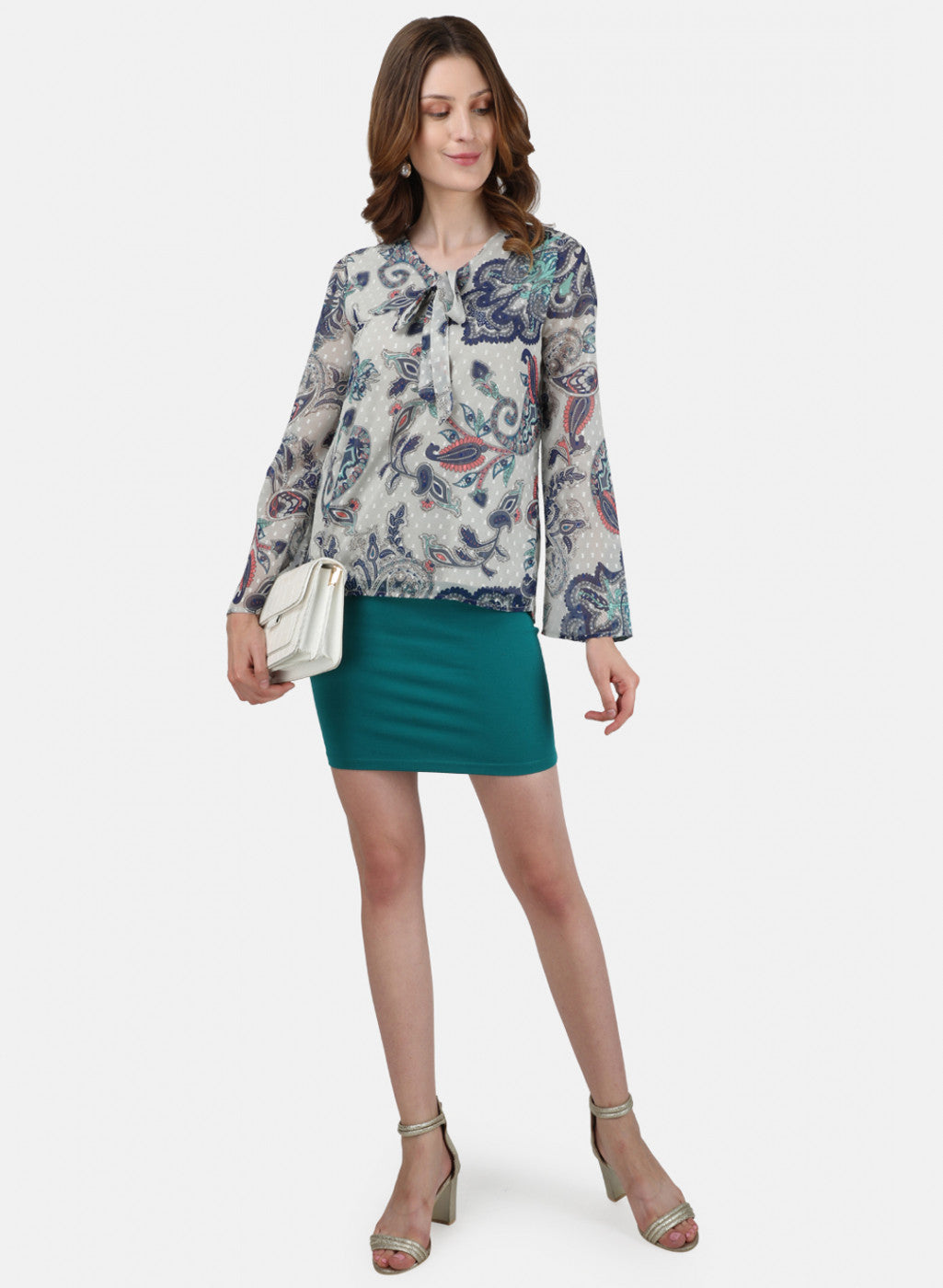 Womens Multi Color Printed Top