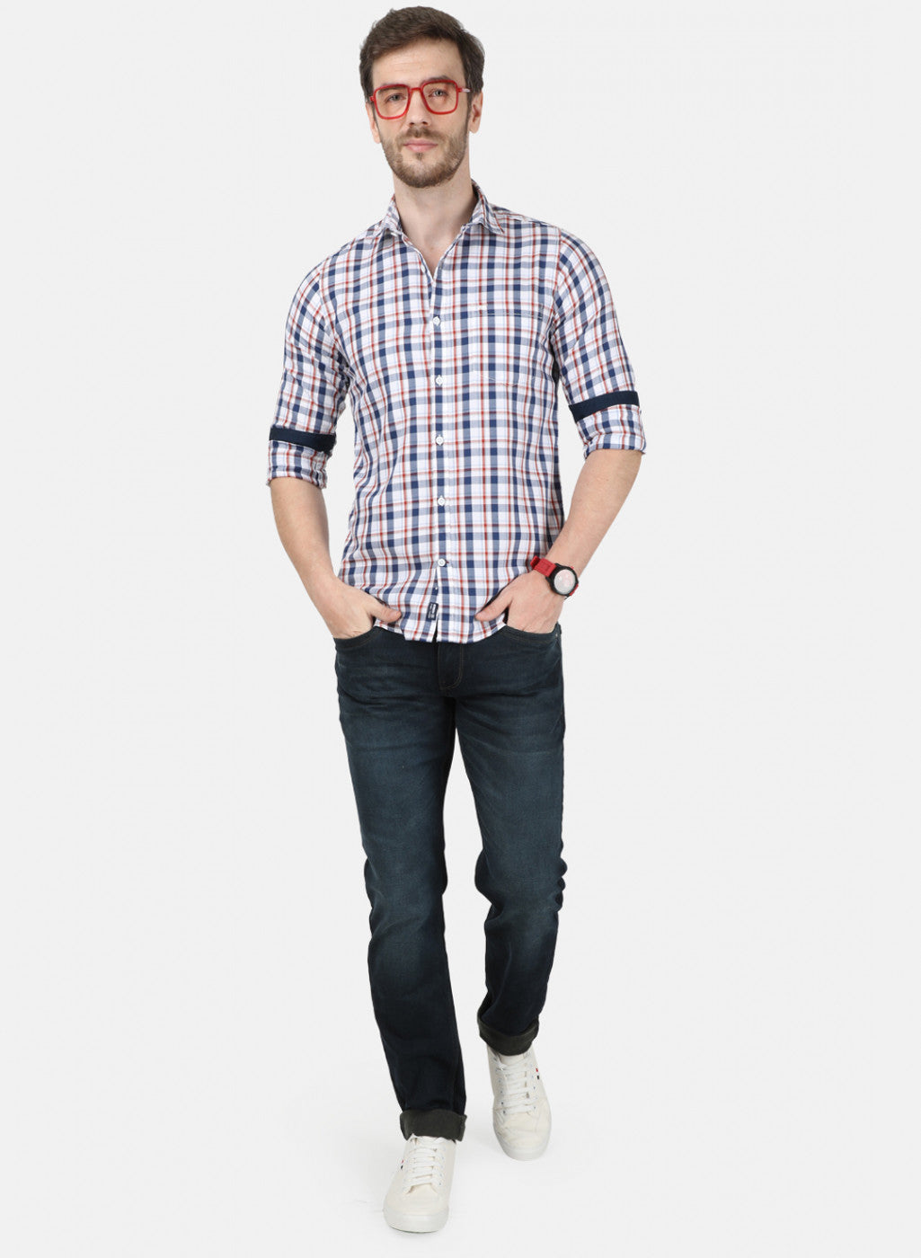 Mens Red & Blue Check Shirt