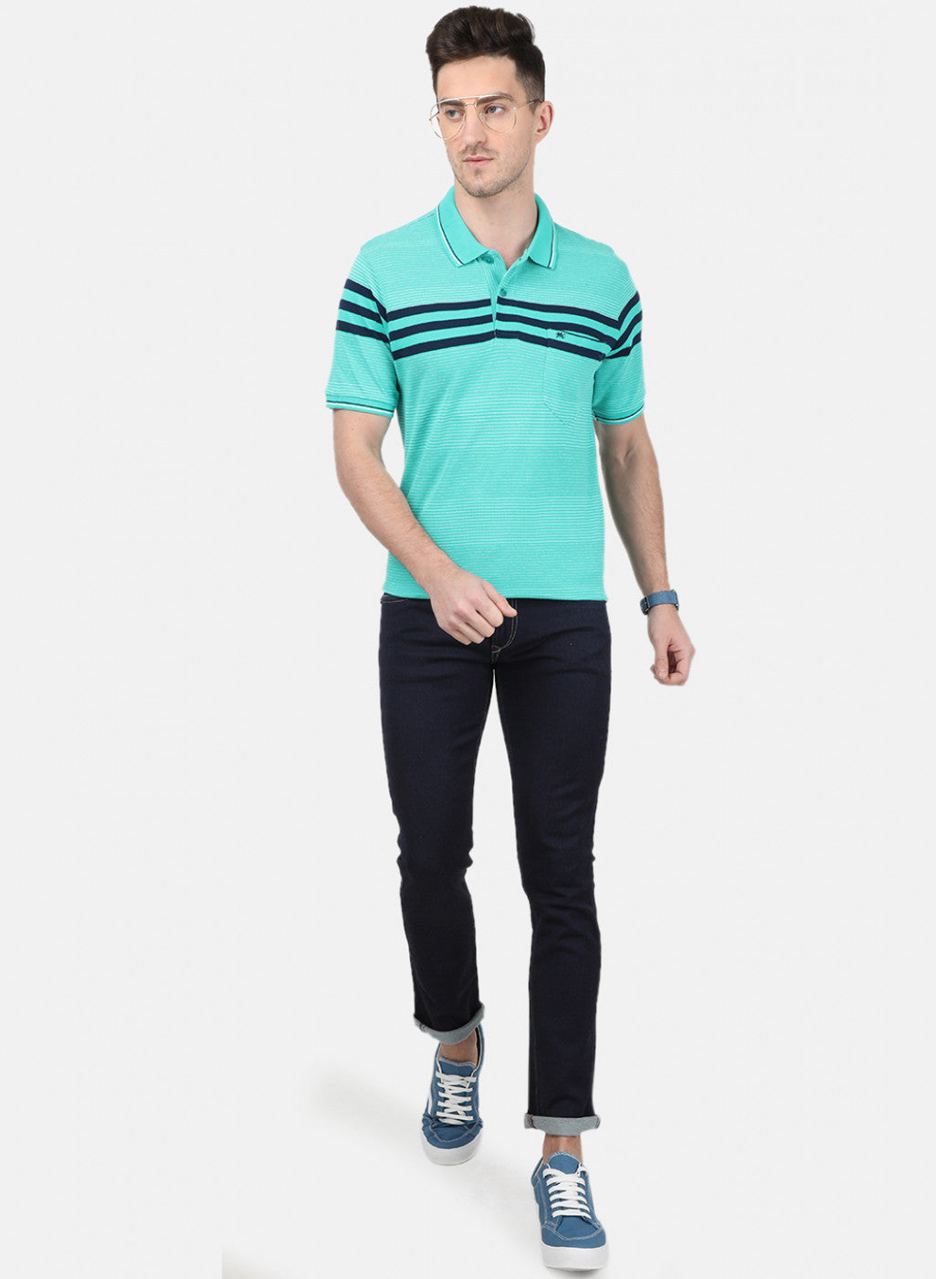 Mens Green Stripe T-Shirt
