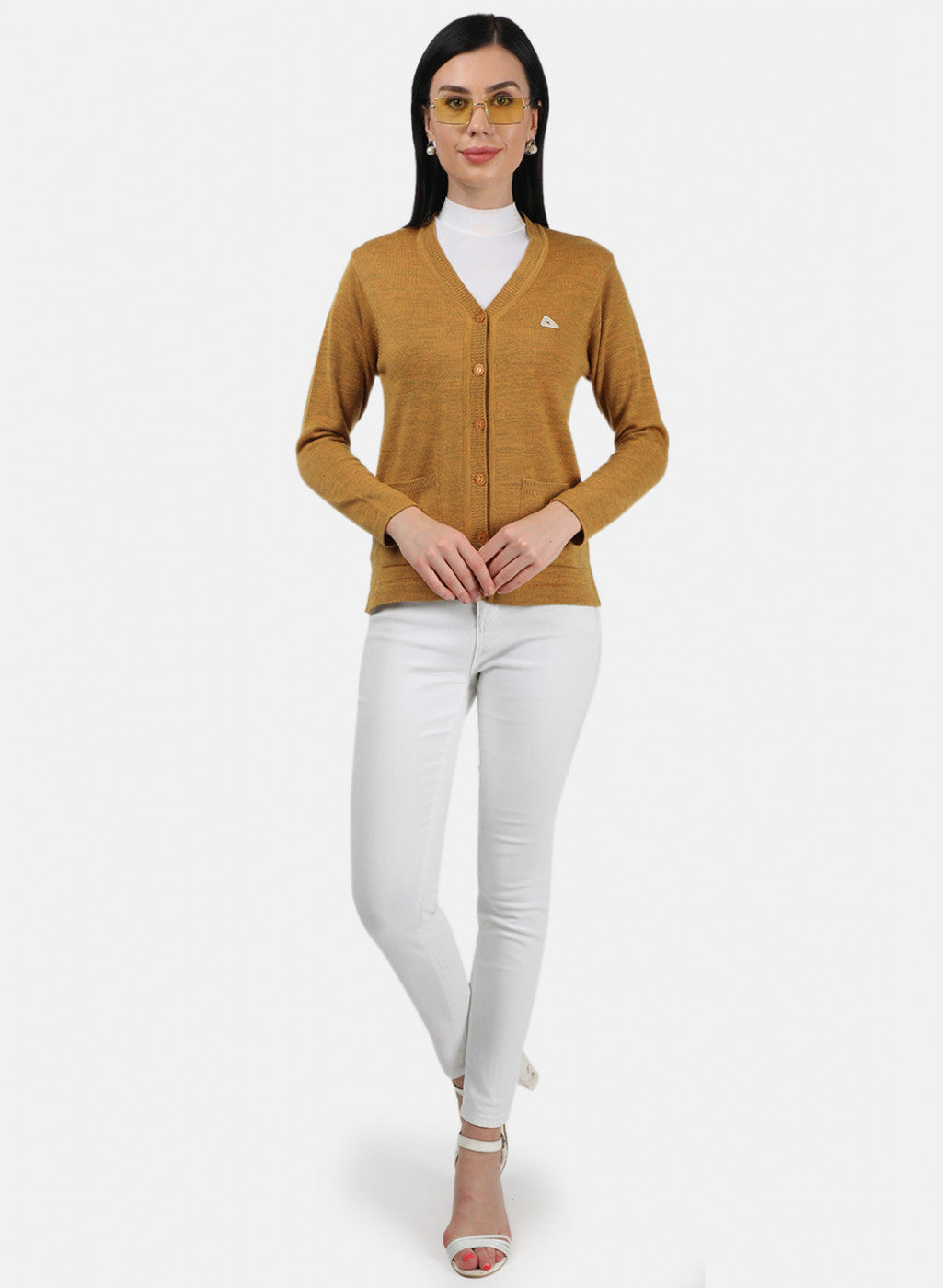 Women Yellow Solid Cardigan
