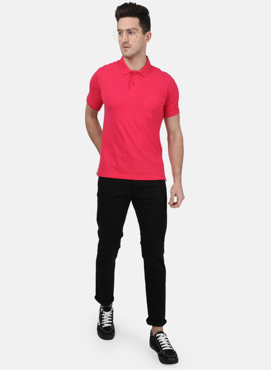 Mens Pink Plain T-Shirt