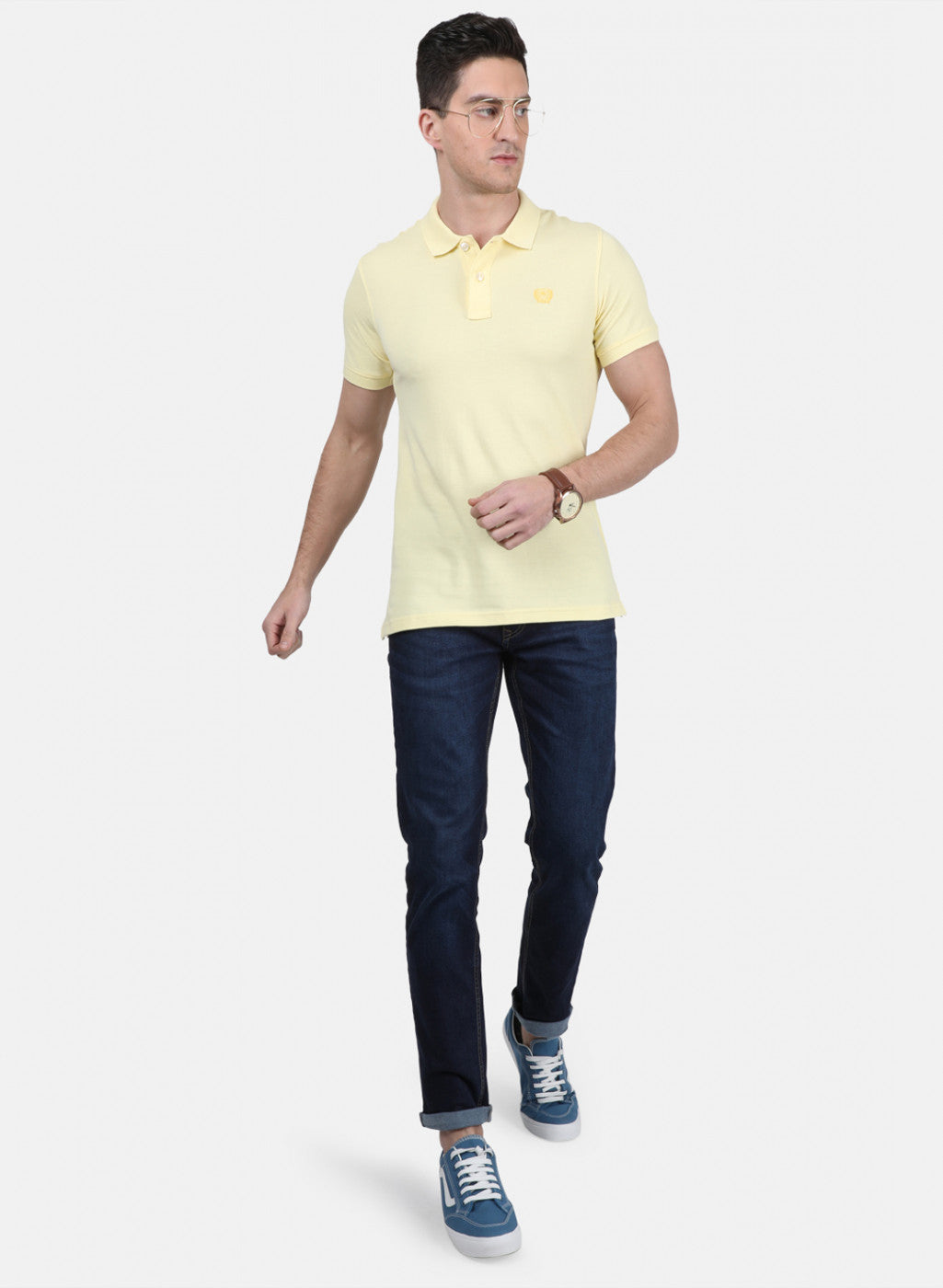 Mens Yellow Plain T-Shirt