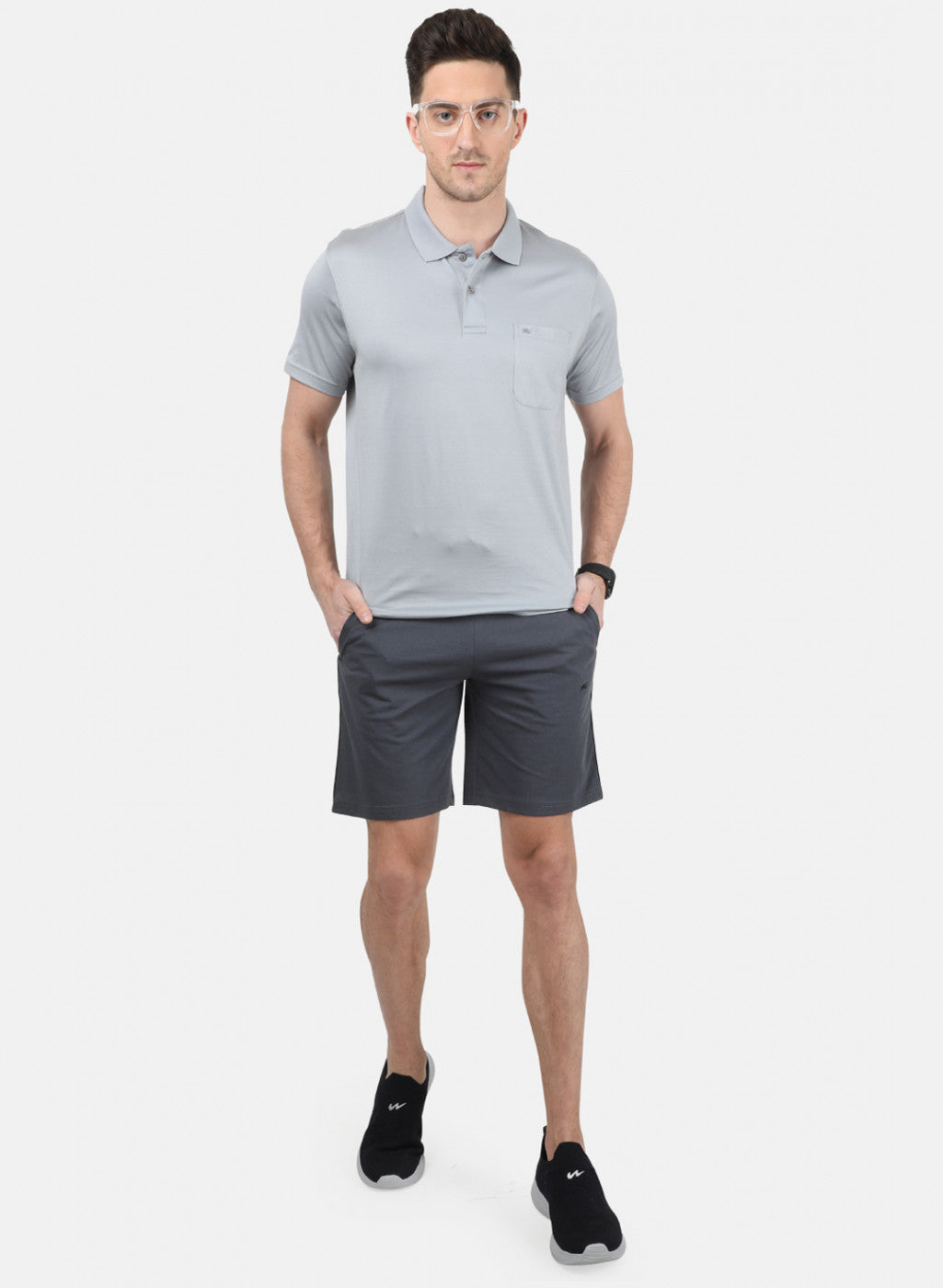 Mens Grey Plain Bermuda