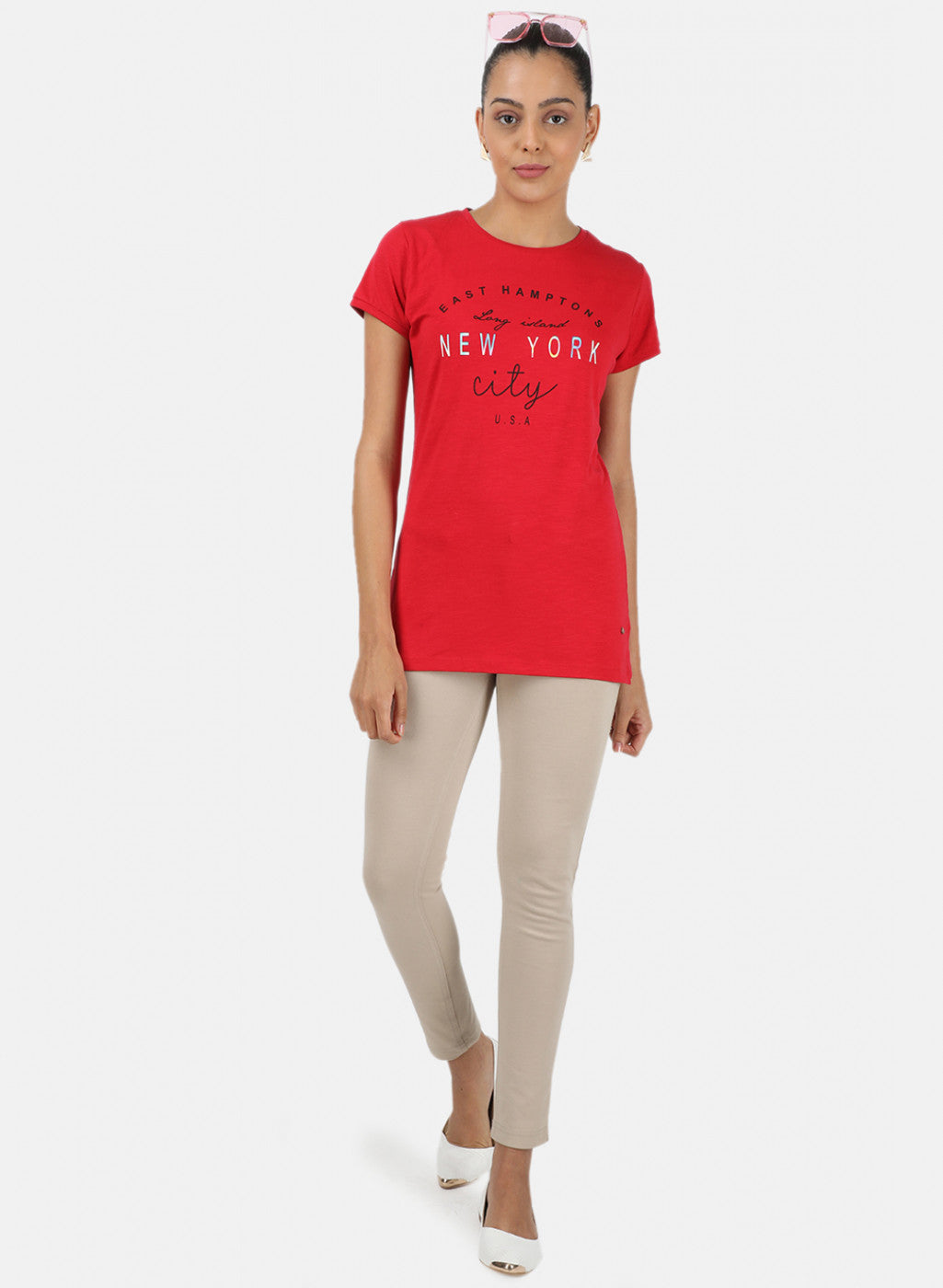 Womens Red Printed Top