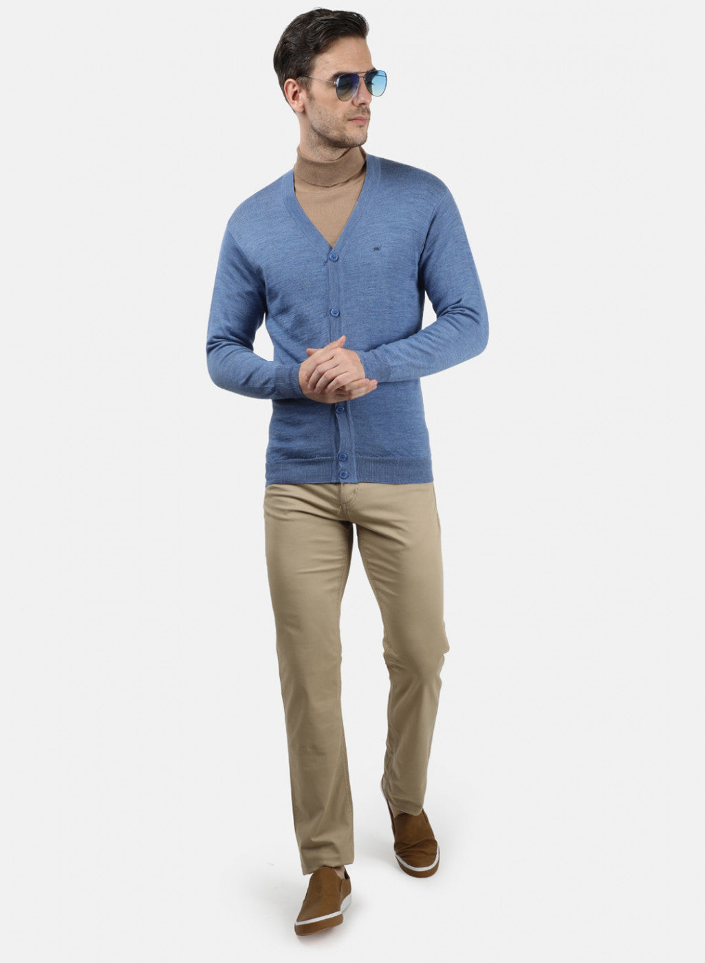 Men Blue Solid Cardigan