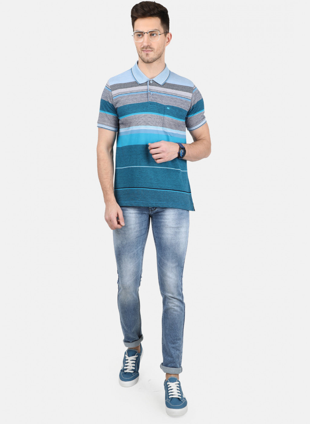 Mens Sky Blue Stripe T-Shirt
