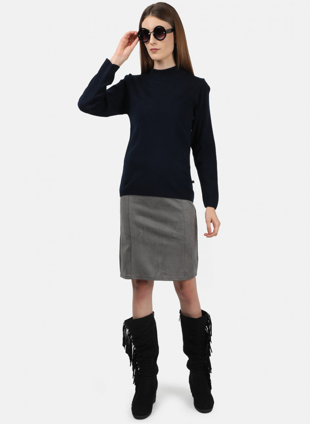 Women Navy Blue Solid Sceavy