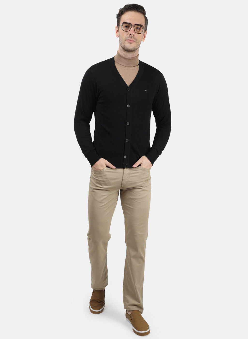 Men Black Solid Cardigan
