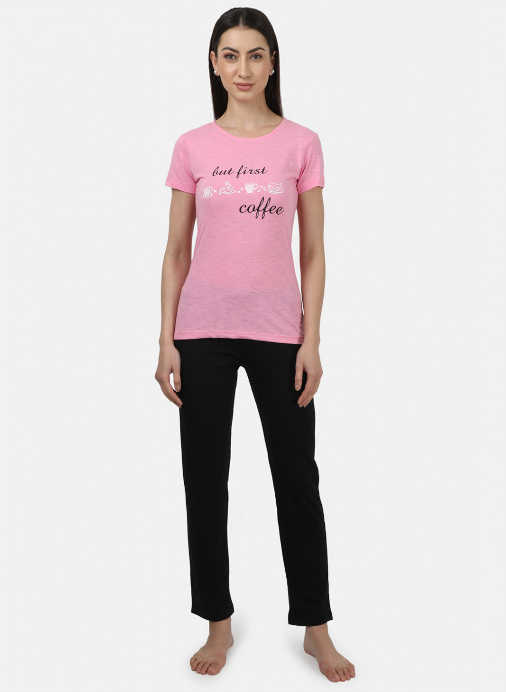 Womens Black & Pink Printed Tracksuits