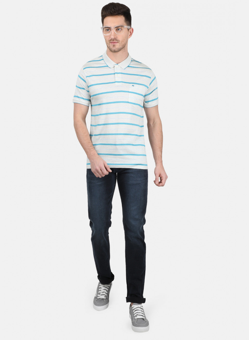 Mens Grey Stripe T-Shirt