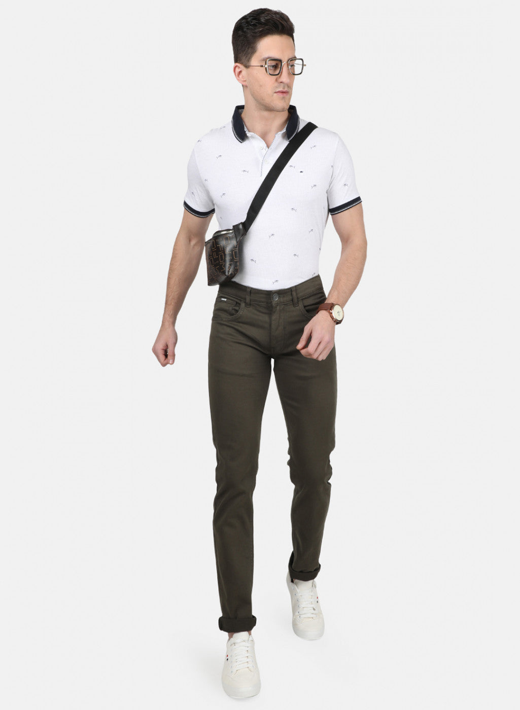 Mens Green Skinny Denim