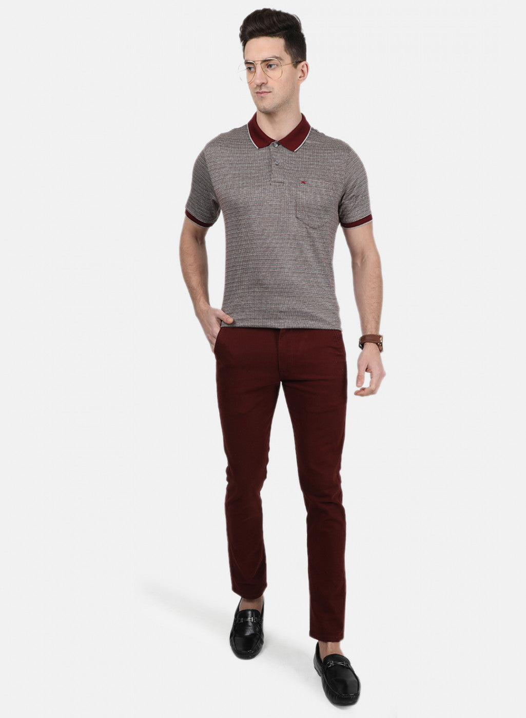 Mens Maroon Stripe T-Shirt