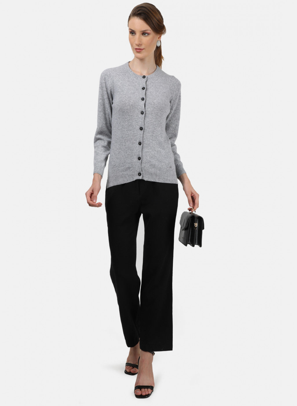 Women Grey Solid Cardigan