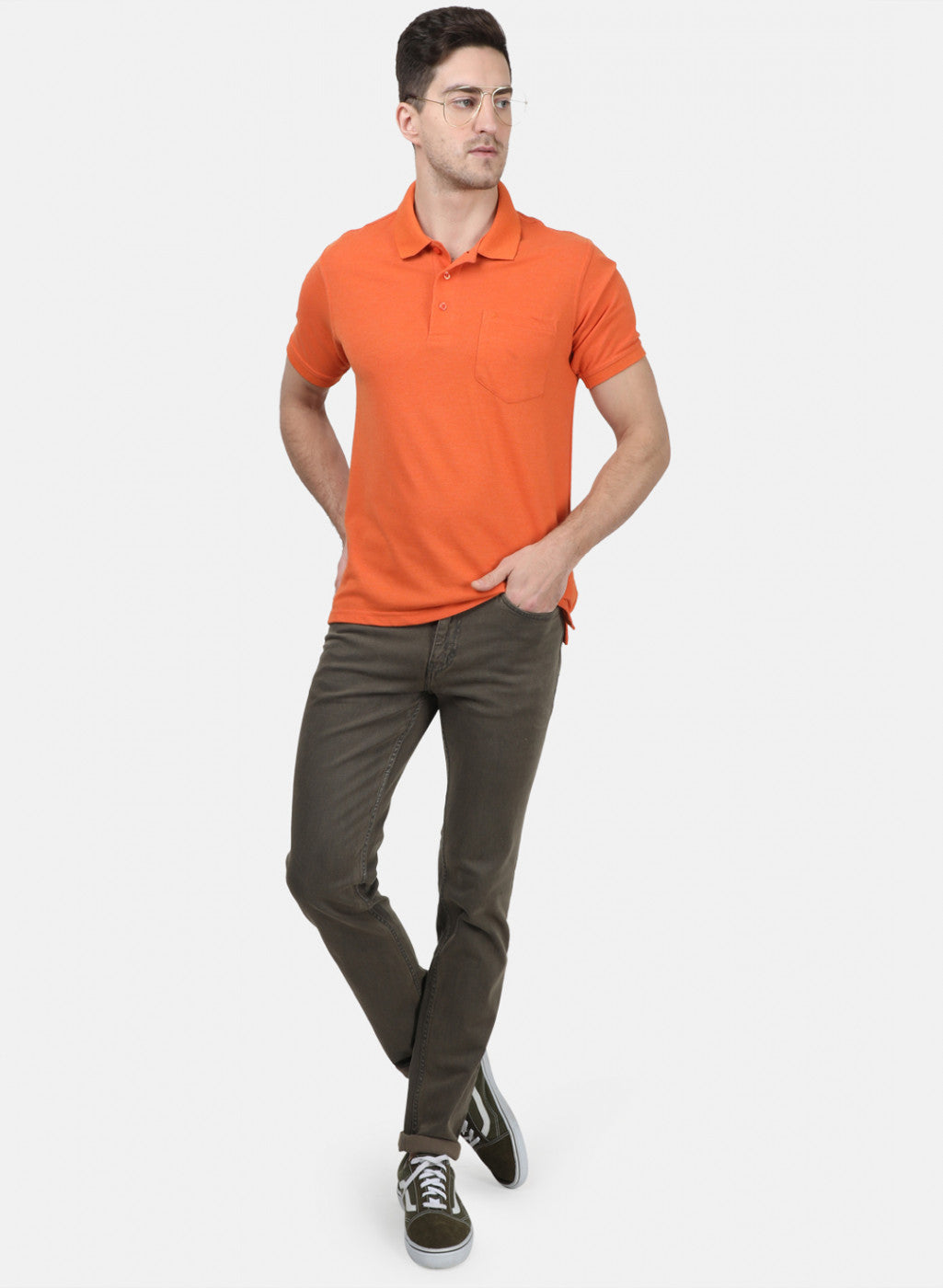 Mens Orange Plain T-Shirts