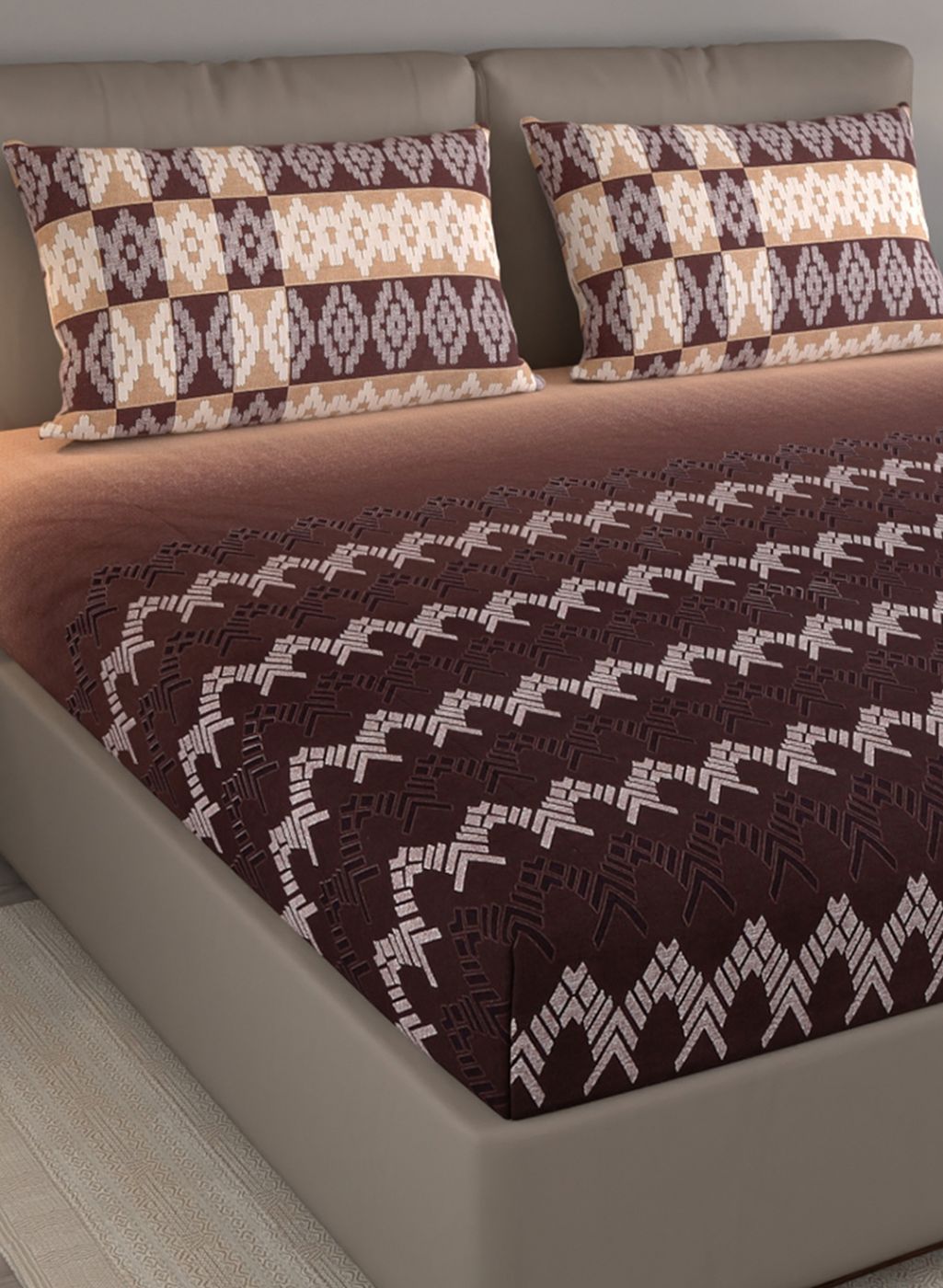 140TC Pure Cotton King Bedsheet with 2 Pillow Covers