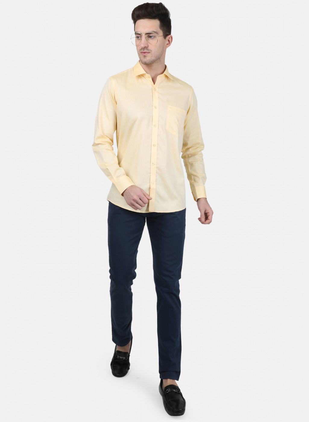 Mens Yellow Printed Shirt