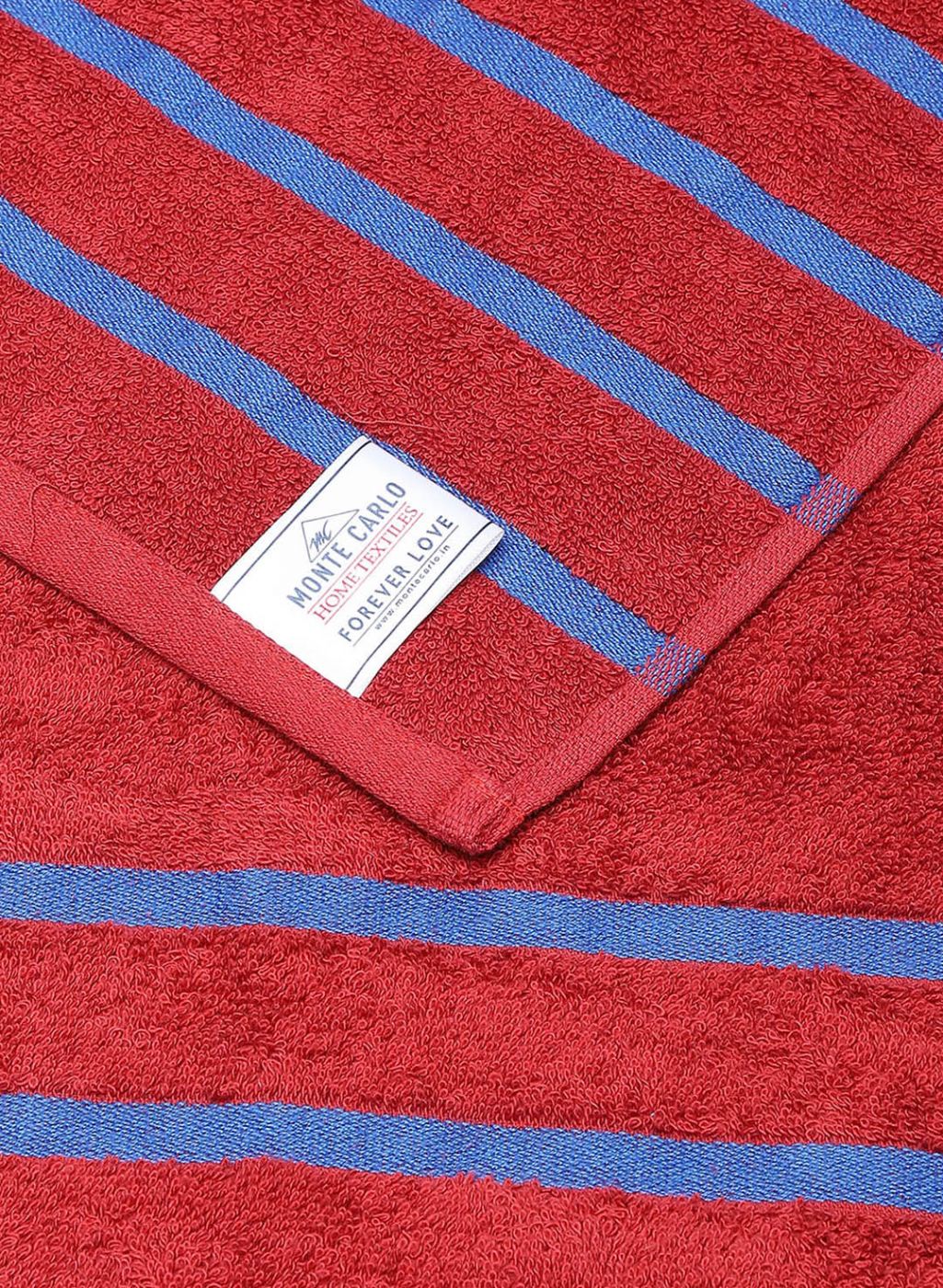 Red & Blue Cotton 525 GSM Bath Towel (Pack of 2)