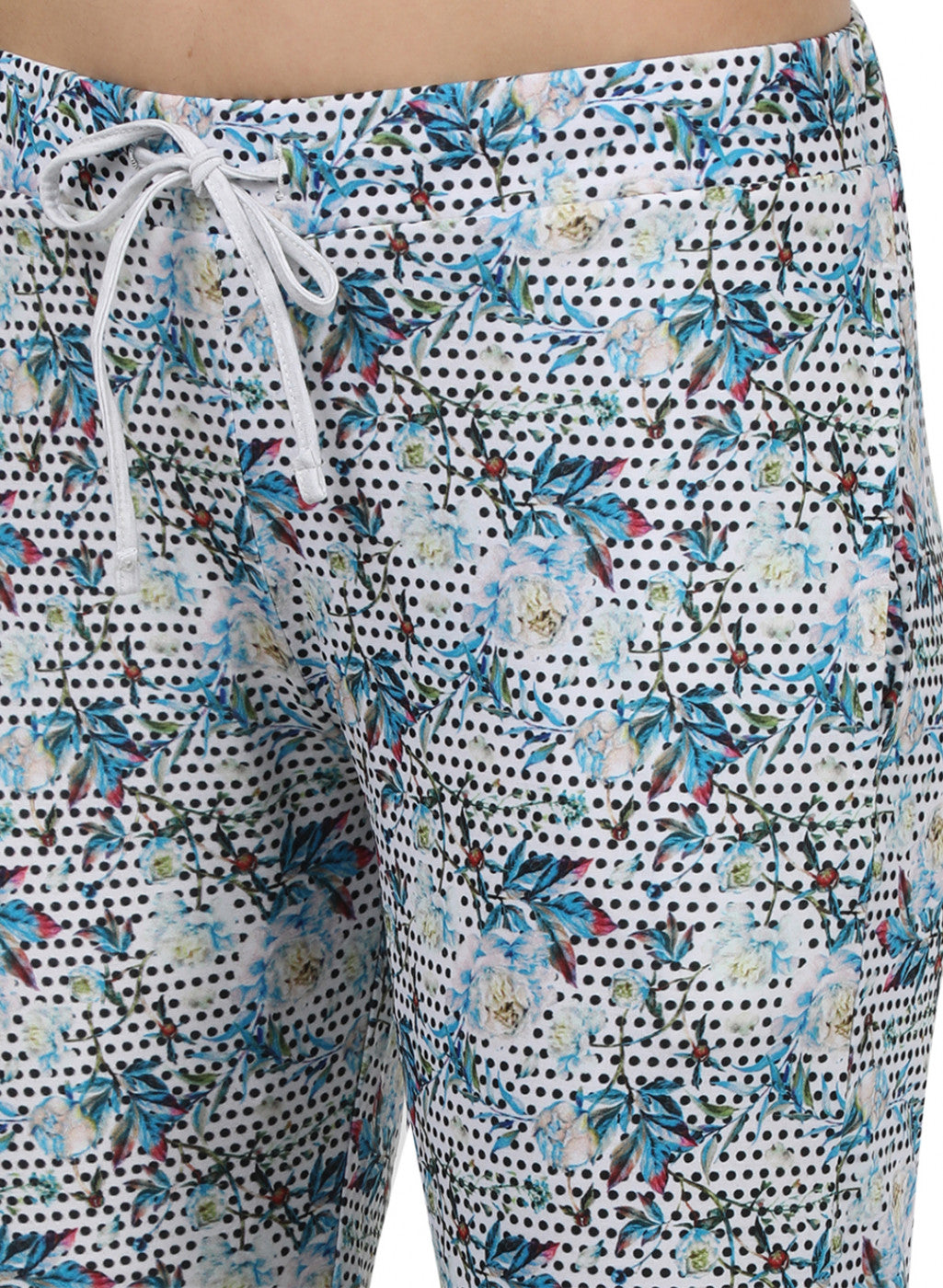 Womens Blue & Off White Printed Lower Sets