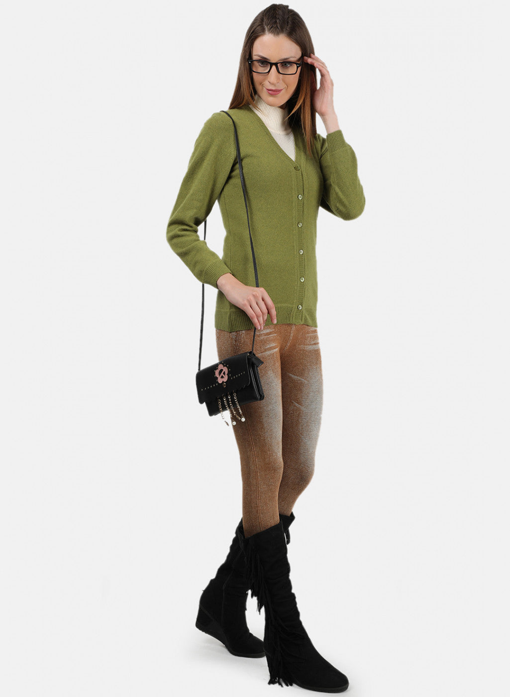 Women Green Solid Cardigan