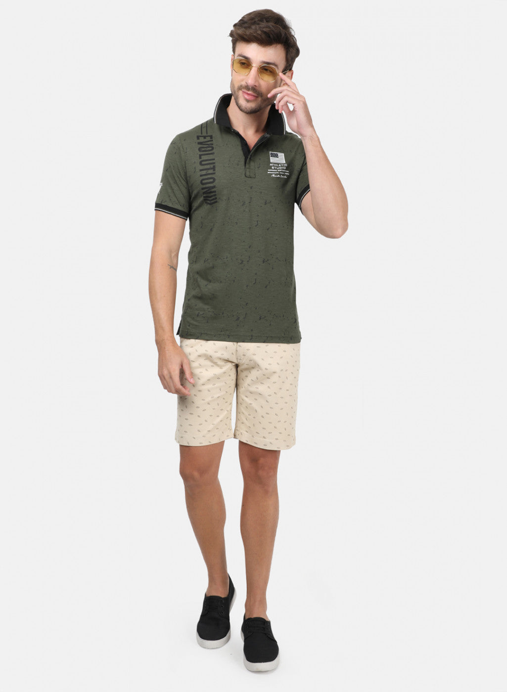 Men Olive Printed T-Shirts