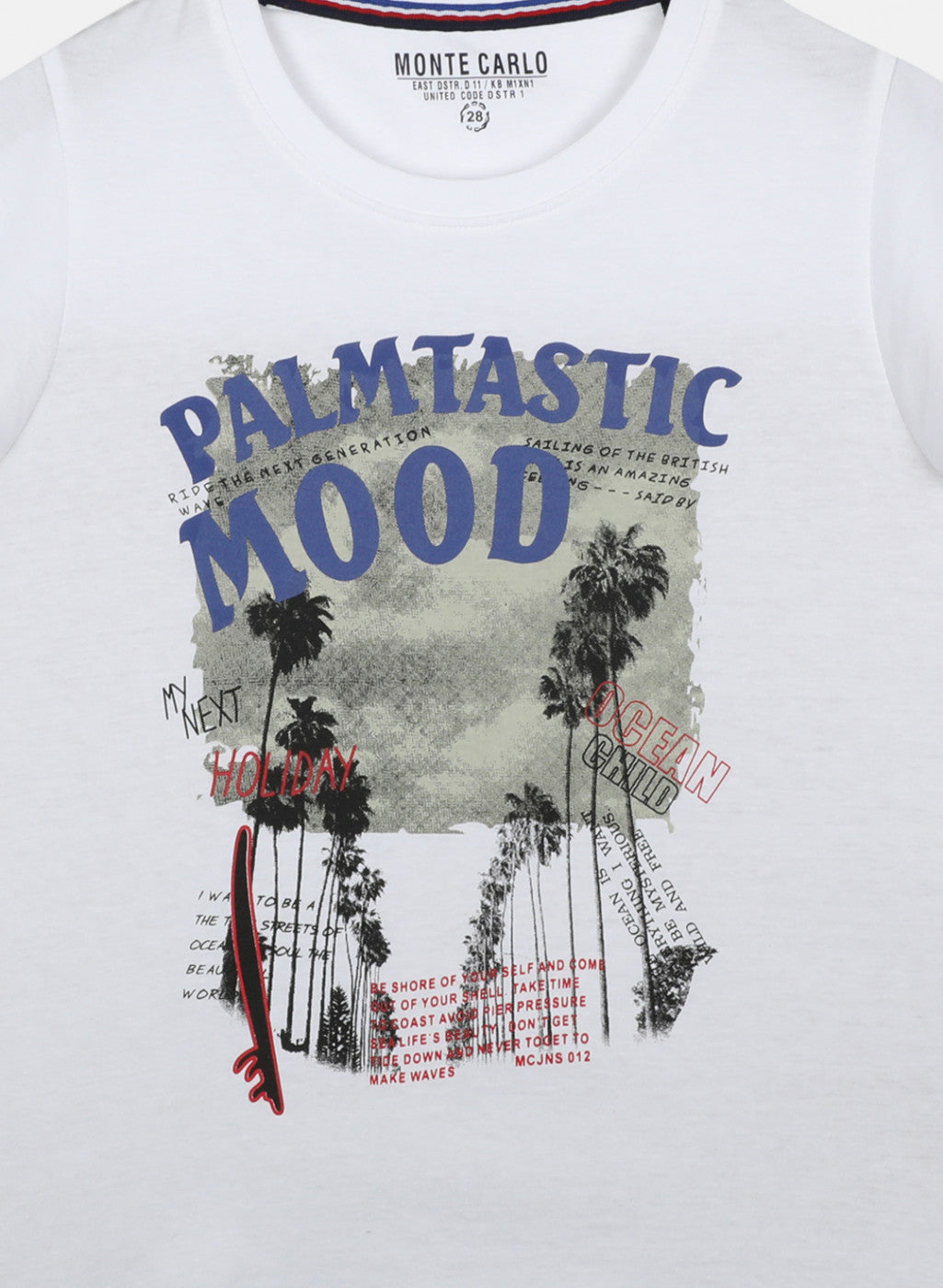 Boys White & Red Printed T-Shirt