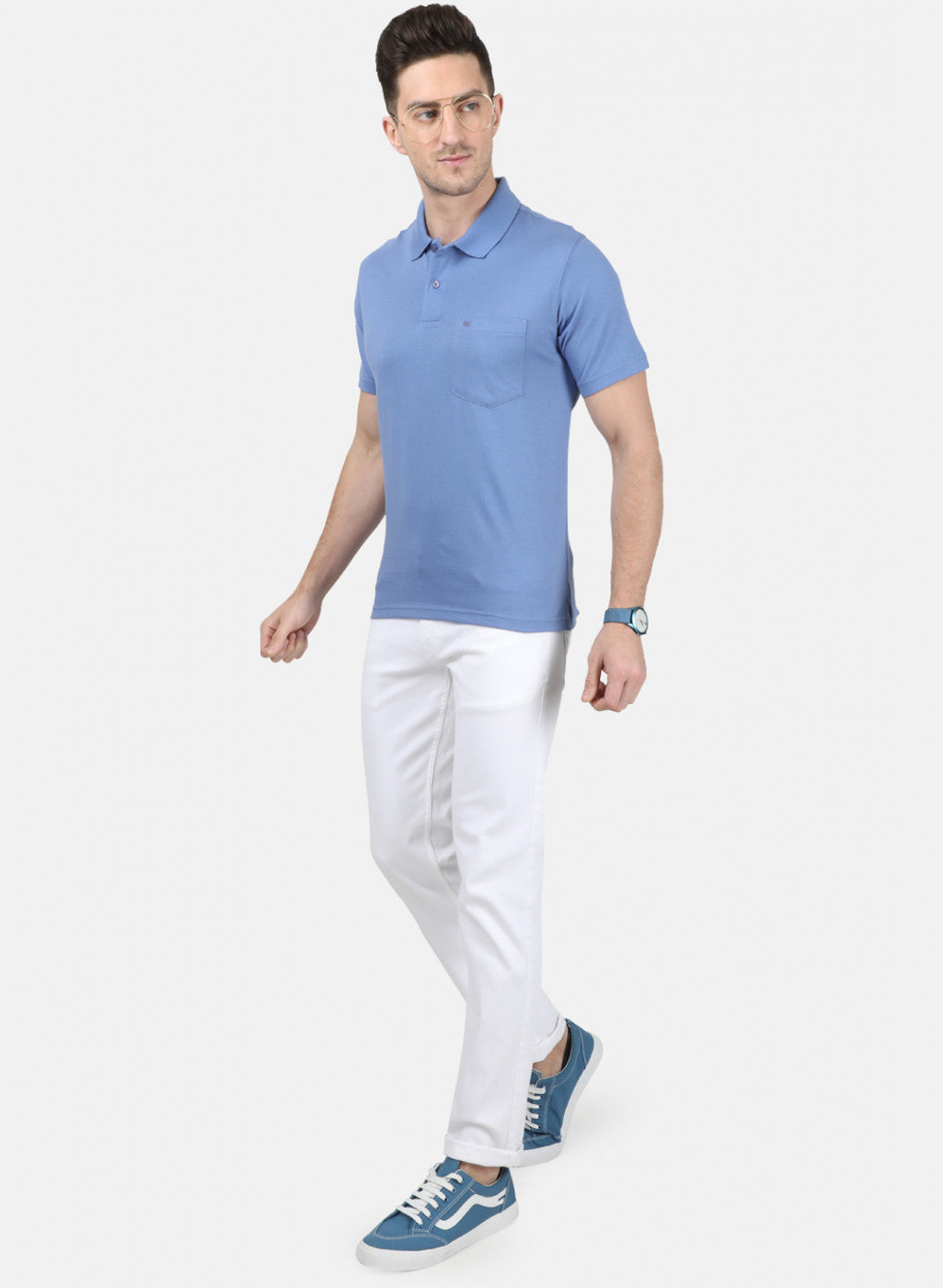 Mens Blue Plain T-Shirt