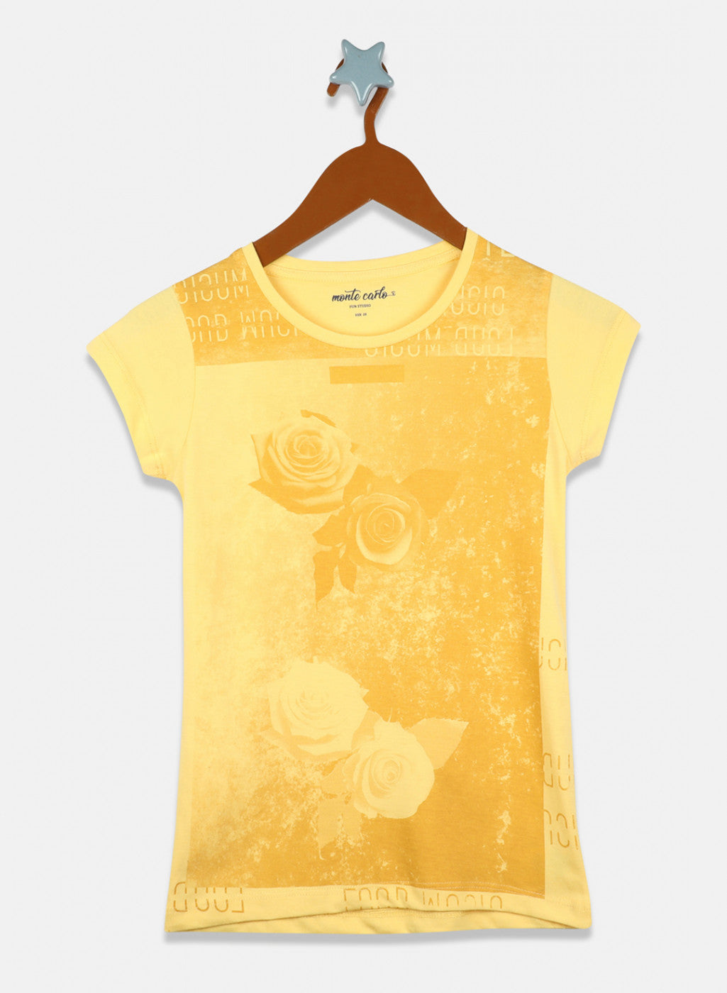 Girls Peach & Yellow Printed Top 2 Pc