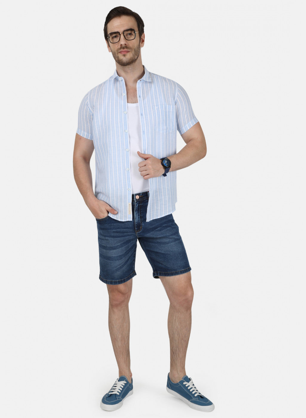 Mens Sky Blue Stripe Shirt