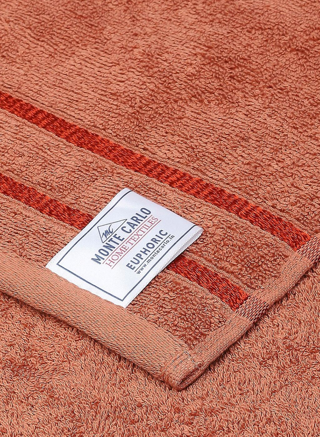 Brown & Peach Cotton 525 GSM Towel Set Pack of 4 (2 Bath & 2 Hand Towels)