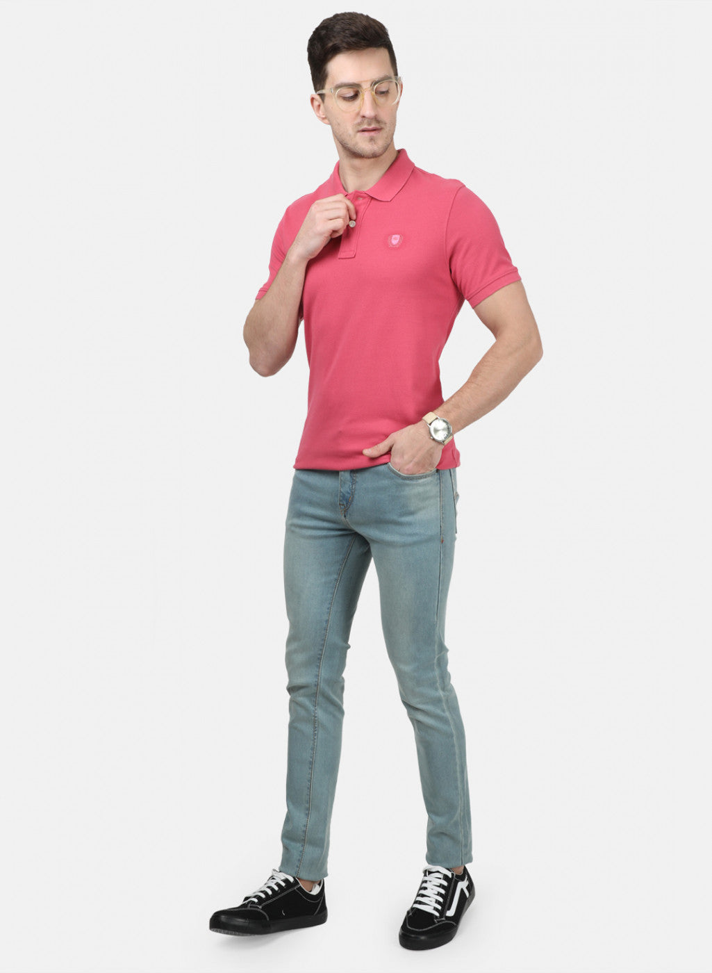 Mens Pink Plain T-Shirts