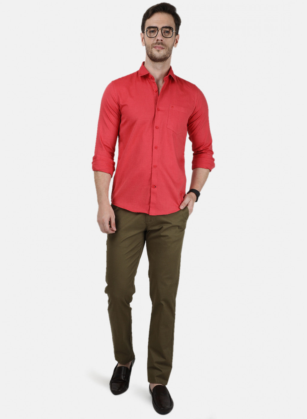 Mens Red Solid Shirts