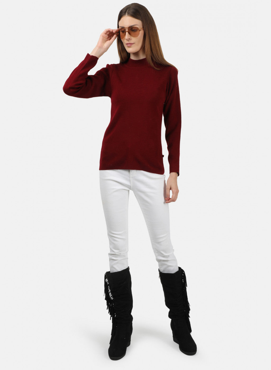 Women Maroon Solid Sceavy