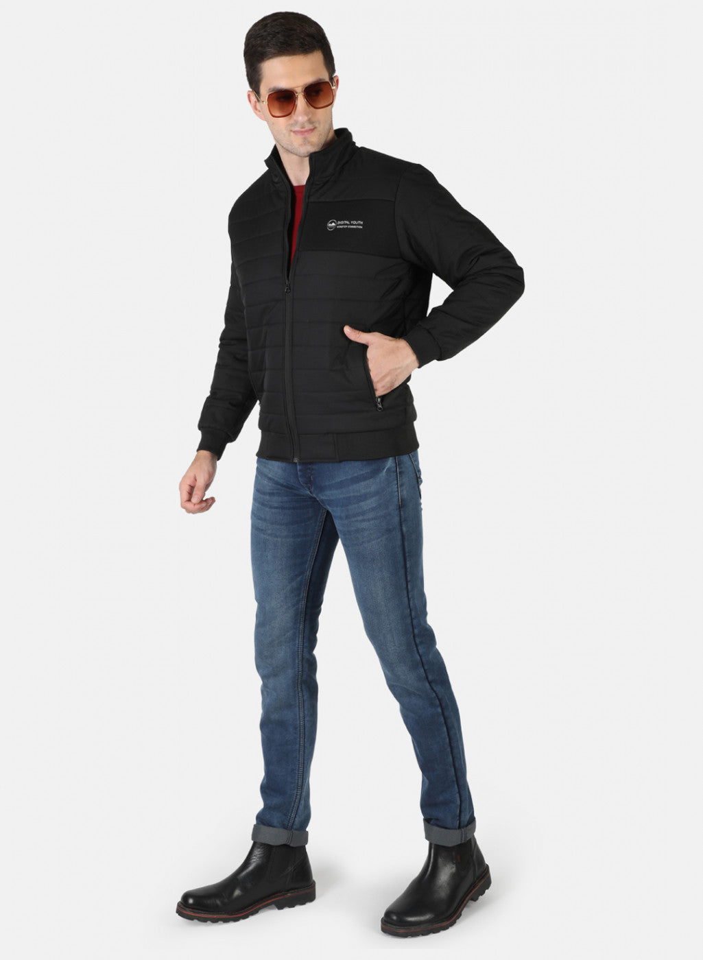 Men Black Solid Jacket