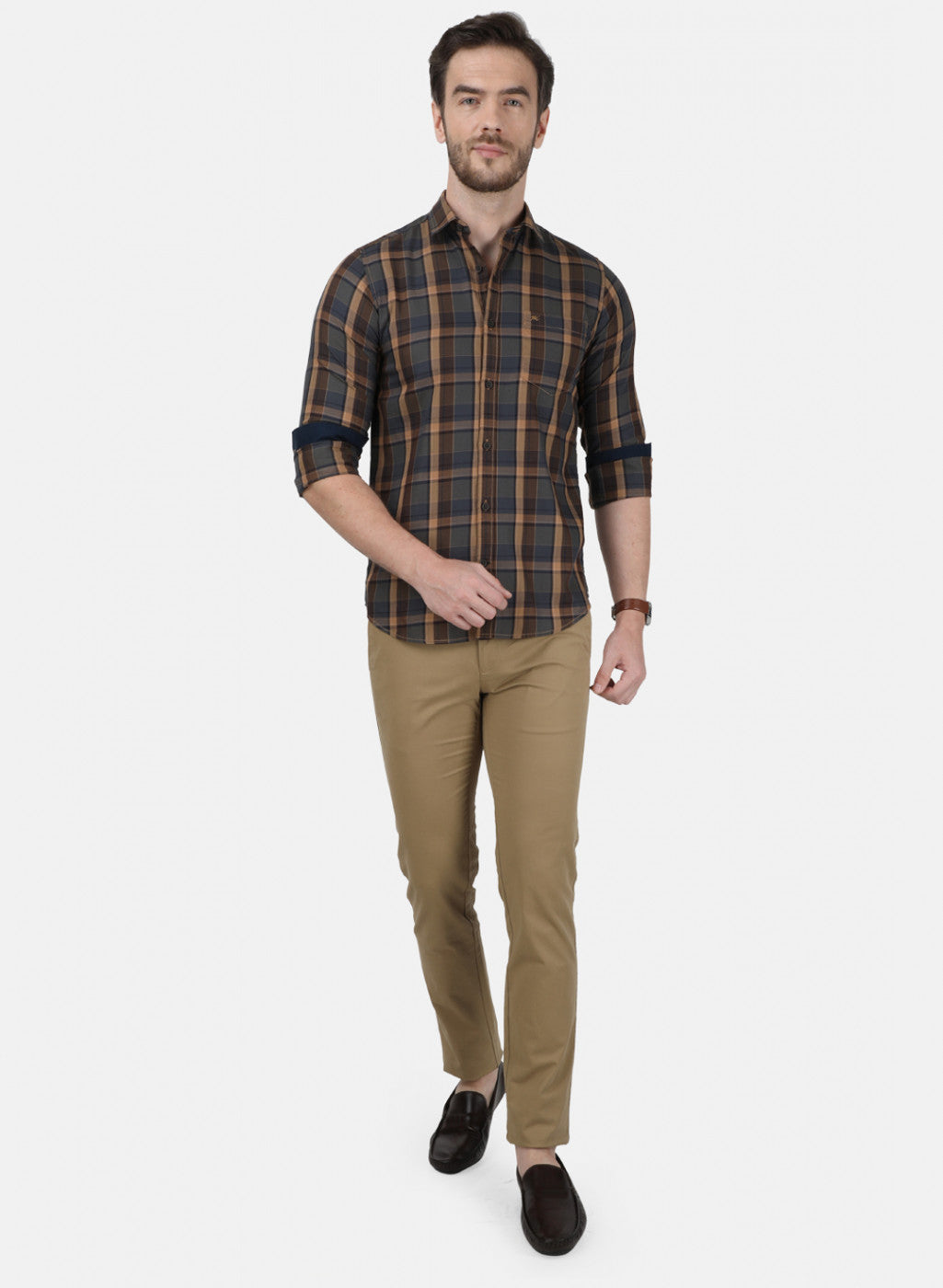 Mens Brown Check Shirt
