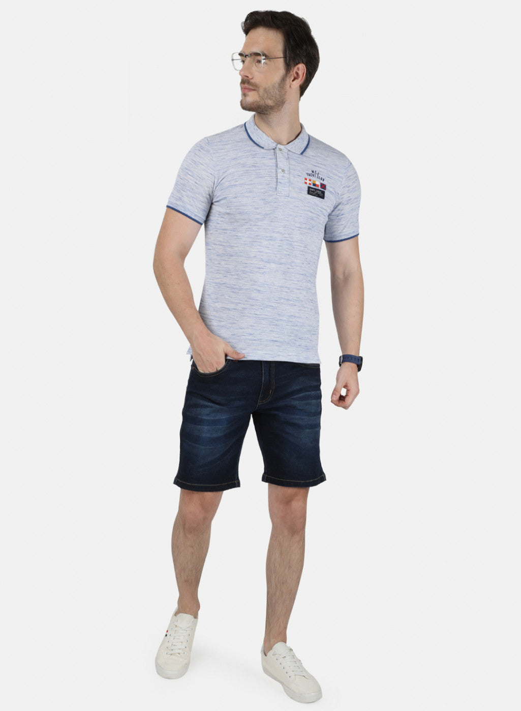 Mens Bluish Grey Printed T-Shirt