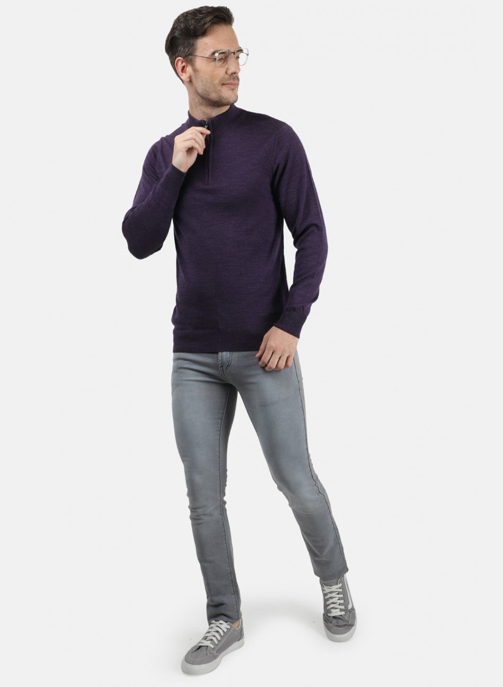 Men Purple Solid Pullover