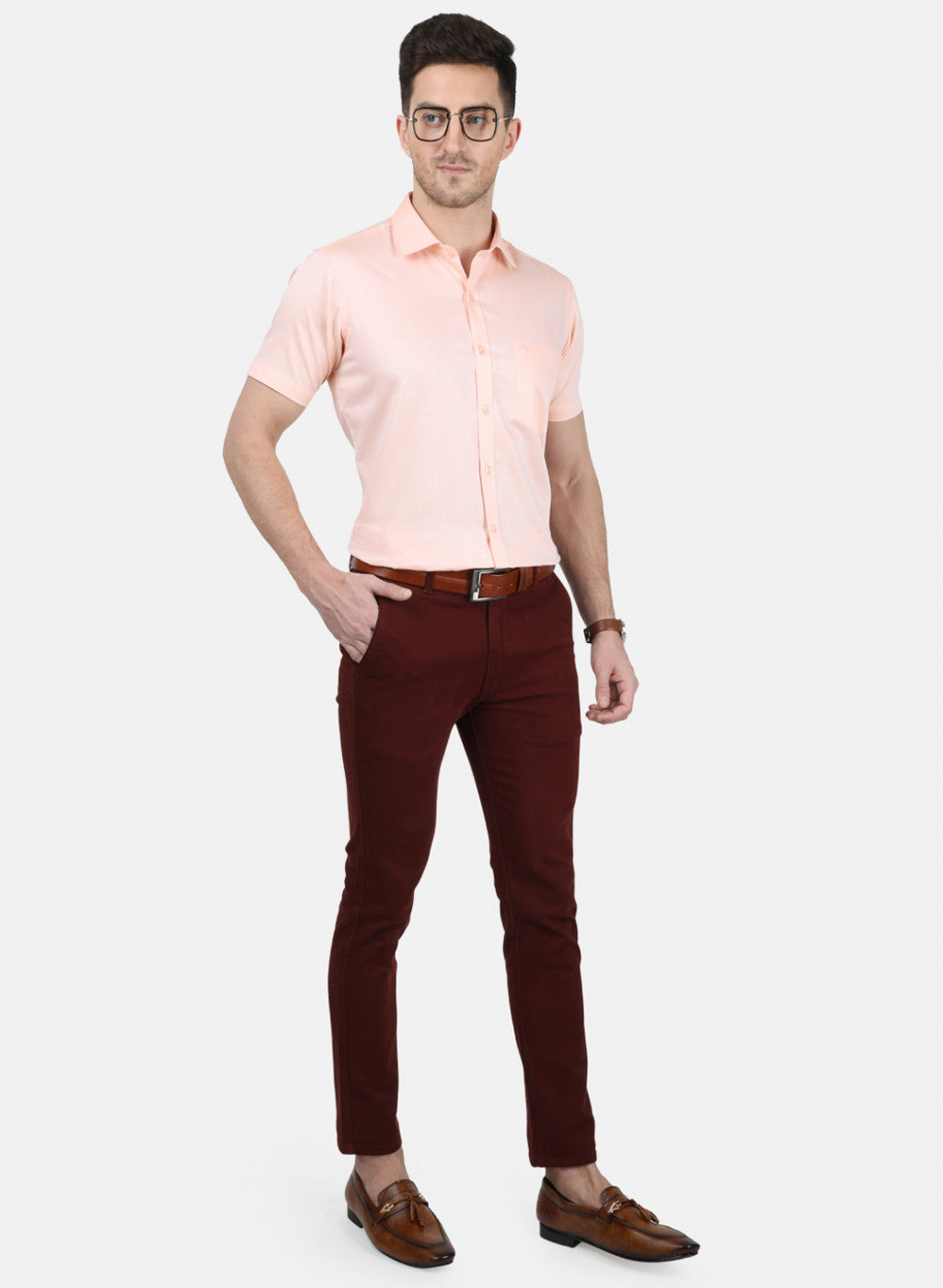 Mens Orange Printed Shirt