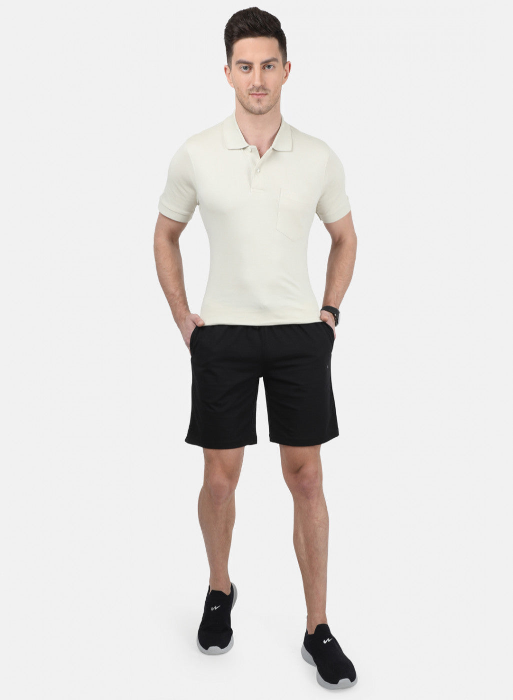 Mens Black Plain Bermuda