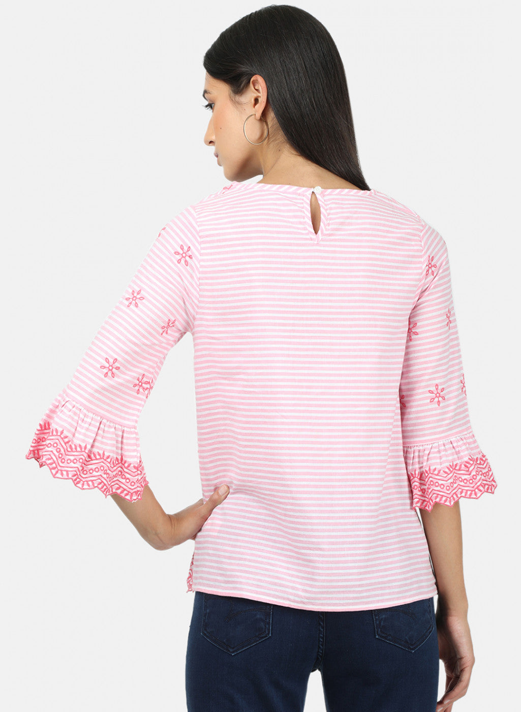 Womens Pink Embroidered Top