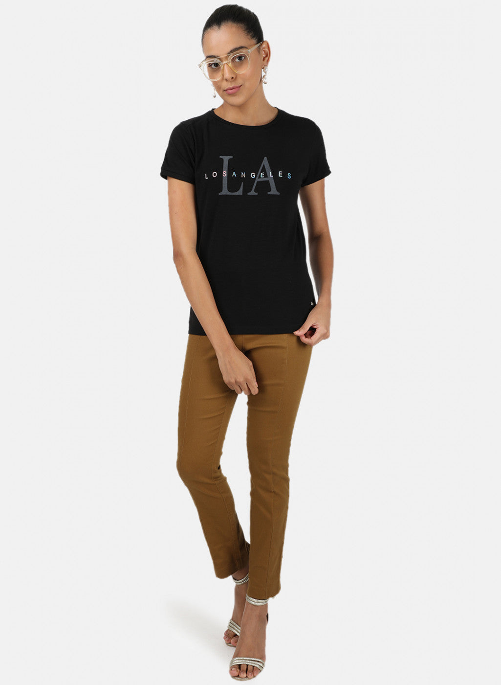 Womens Black Printed Top