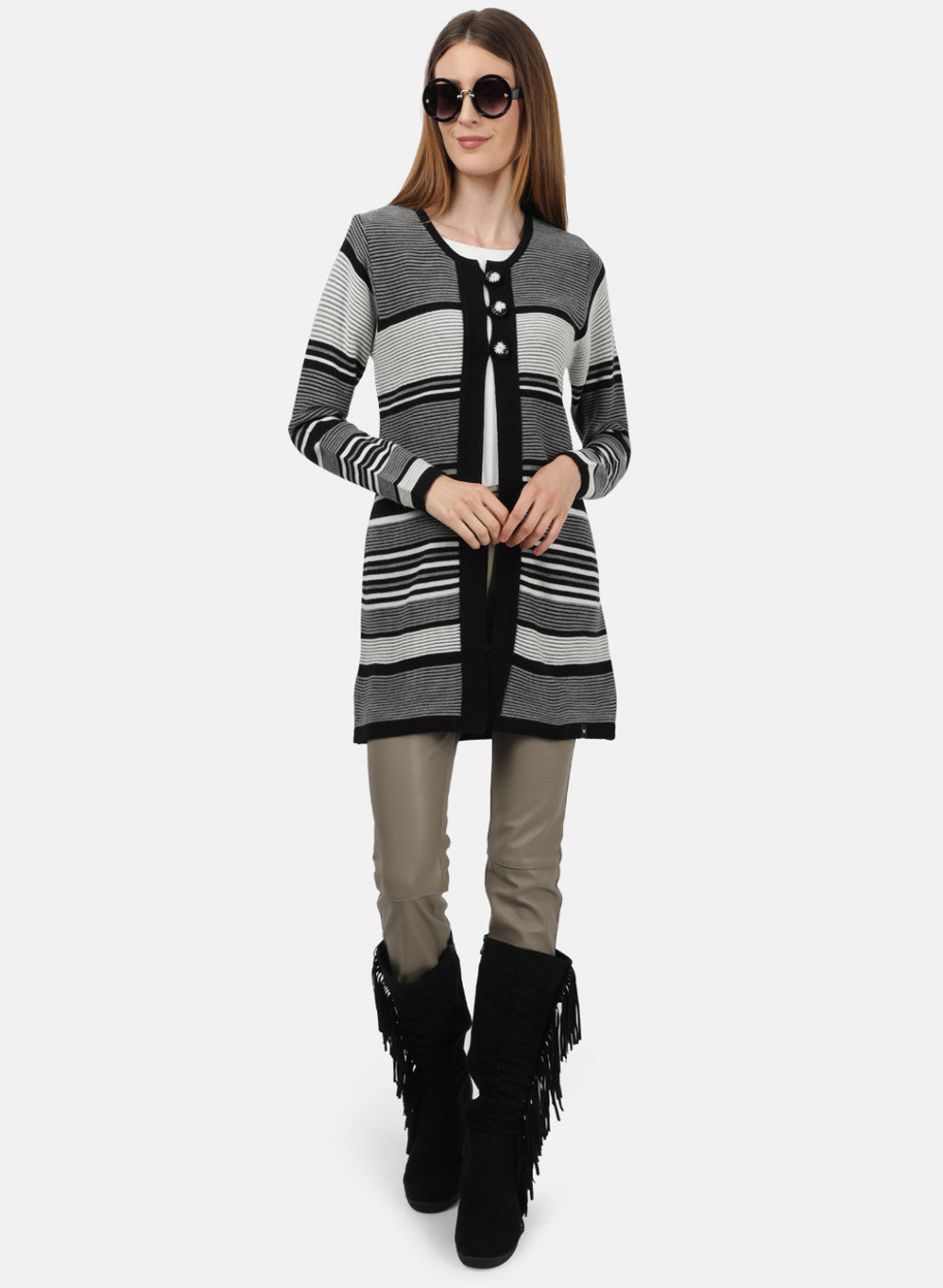 Women Black Solid Cardigan