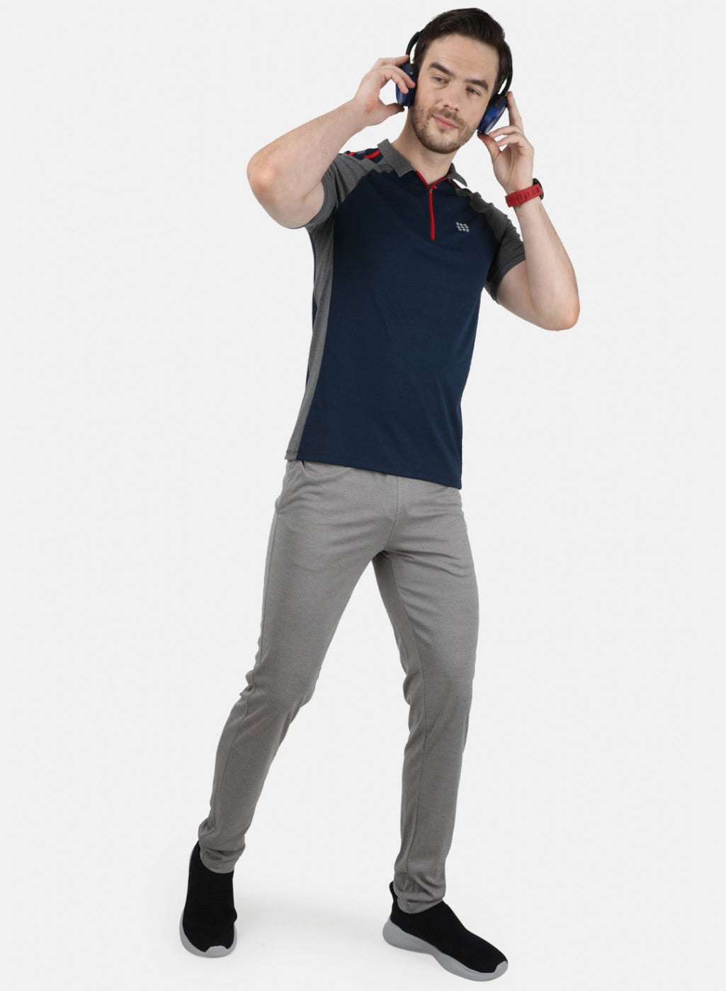 Rock.it Men Navy Blue Plain T-Shirt