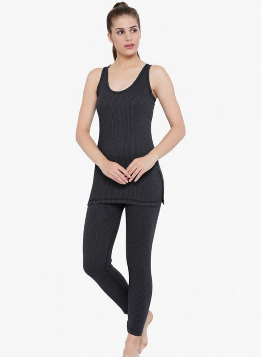 Women Black Solid Thermal Vest